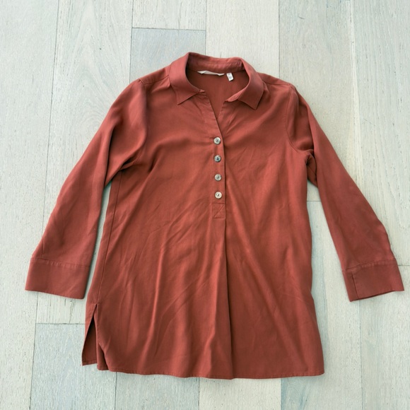 Soft Surroundings Button-Up Rust Orange Tunic Blouse - Picture 1 of 6